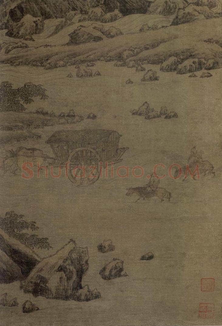 宋 朱锐 《盤车图》 书画作品