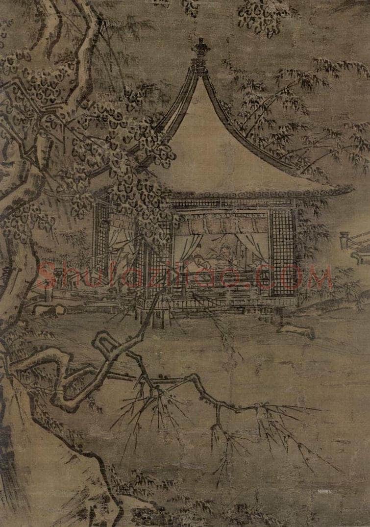 宋 佚名 《雪阁临江图》 书画作品