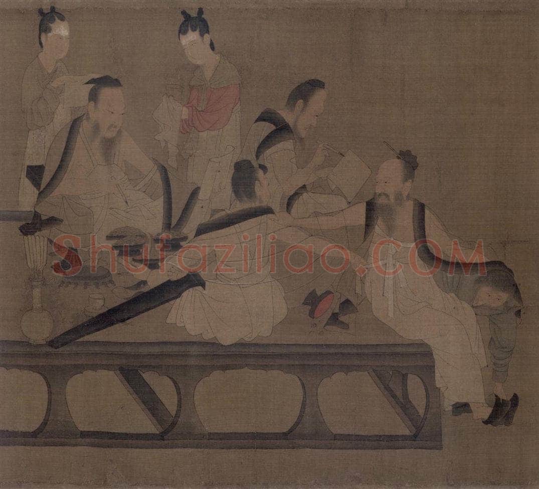 宋 佚名 《北齐校书图》 书画作品