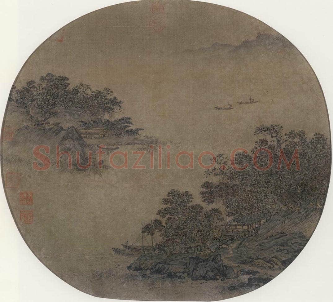 宋 佚名 《江浦秋亭图》 书画作品