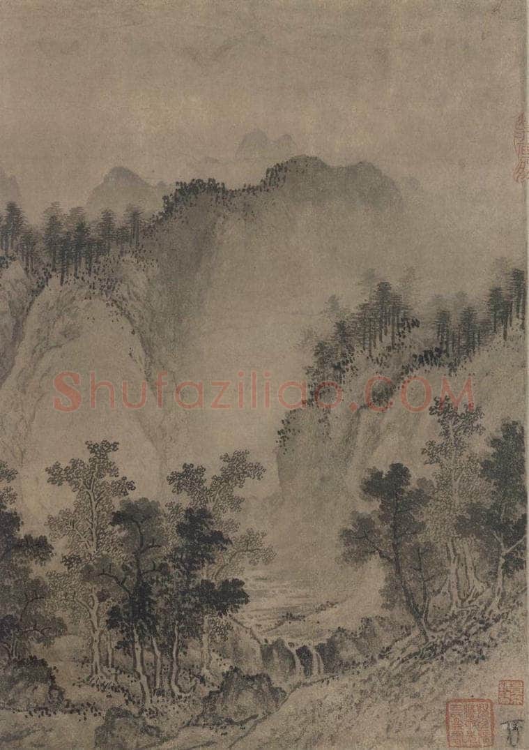 宋 佚名 《平林霁色图》 书画作品
