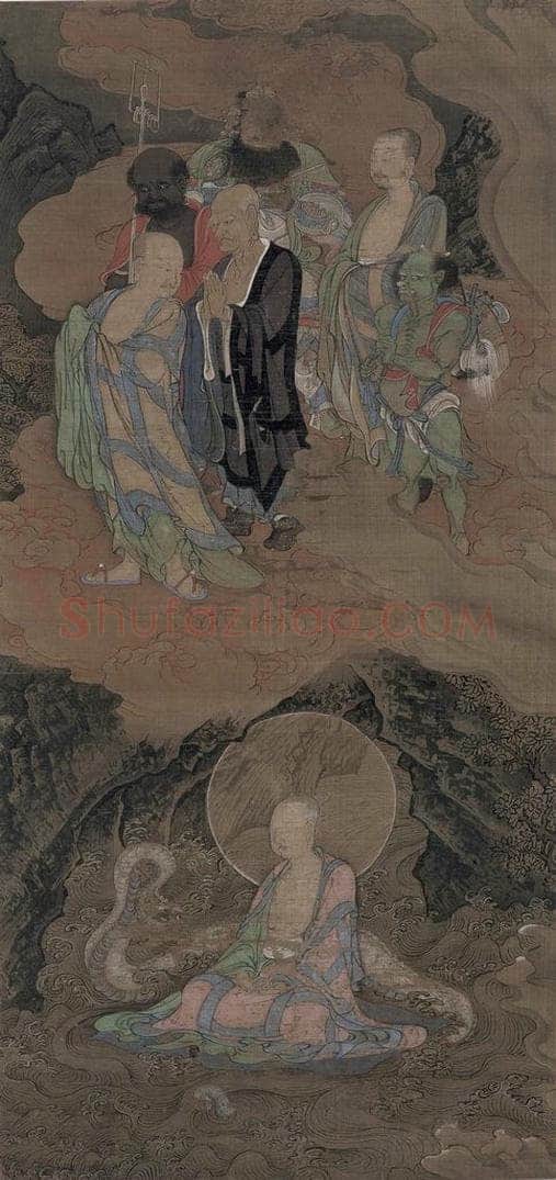 宋 周季常 《五百罗汉图：洞中入定》 书画作品