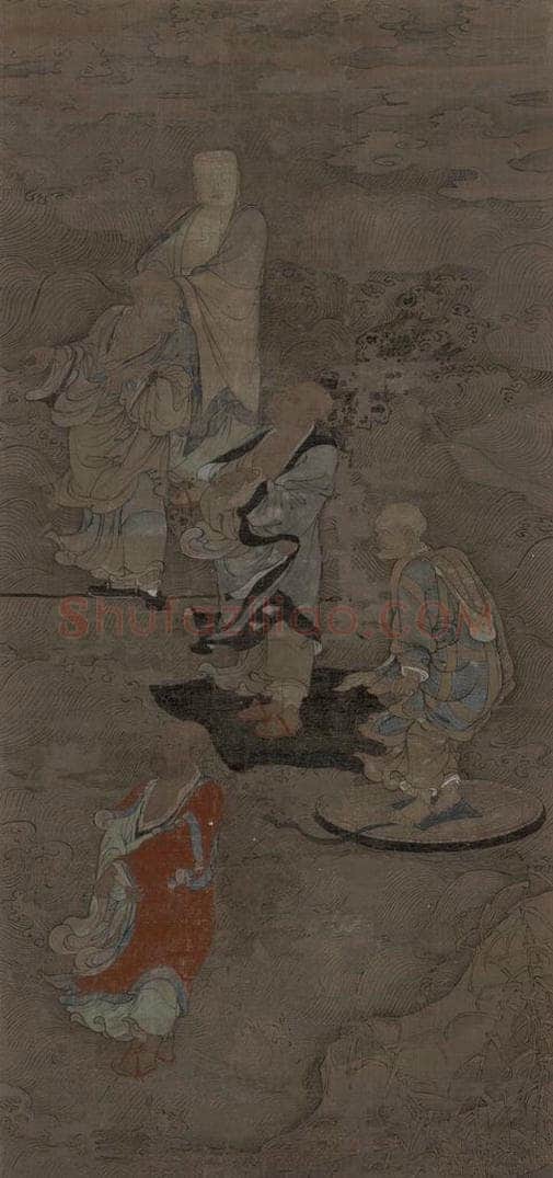 宋 周季常 《五百罗汉图：渡水罗汉》 书画作品