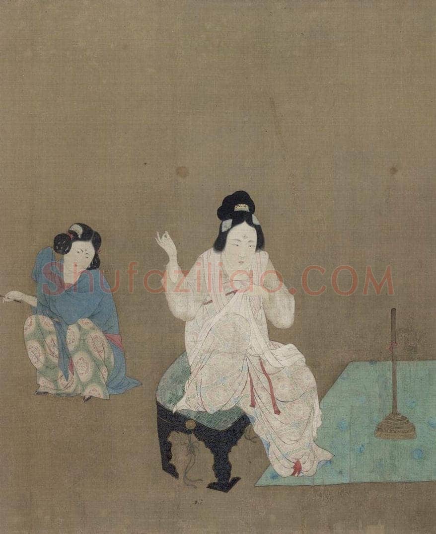 宋 赵佶 《摹张萱捣练图》 书画作品