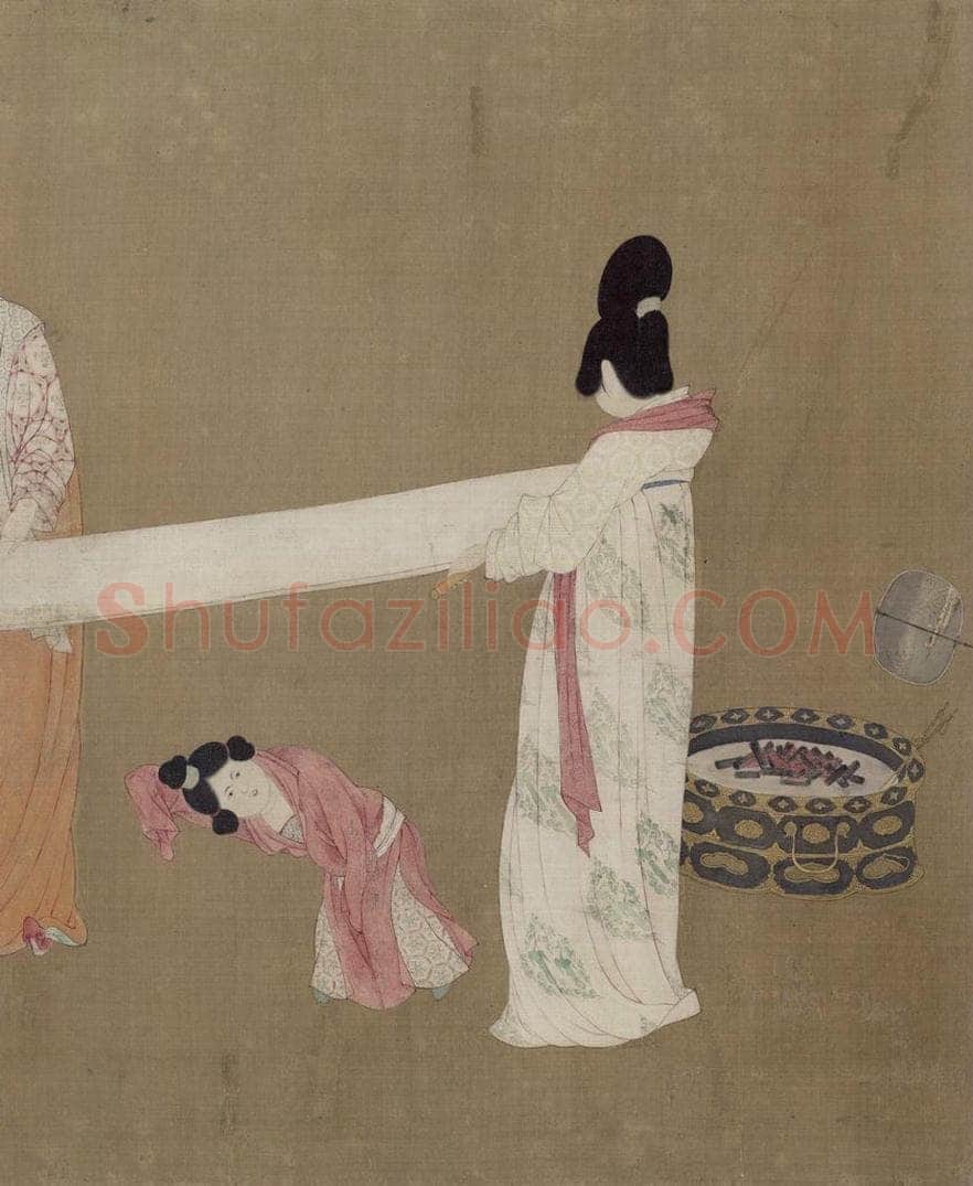 宋 赵佶 《摹张萱捣练图》 书画作品