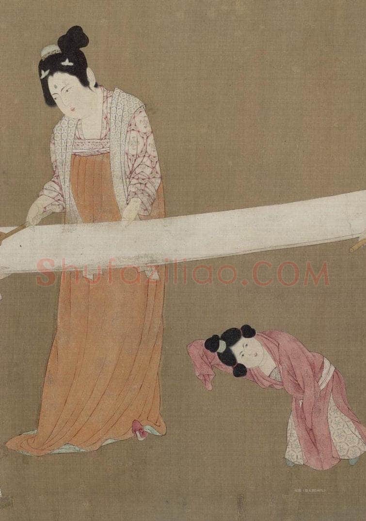 宋 赵佶 《摹张萱捣练图》 书画作品