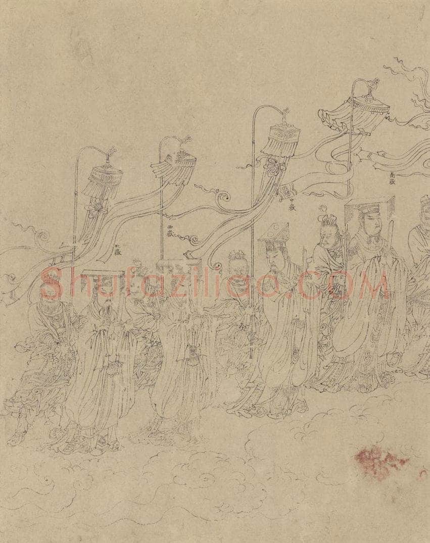 宋 佚名 《道子墨宝：诸神朝谒图》 书画作品