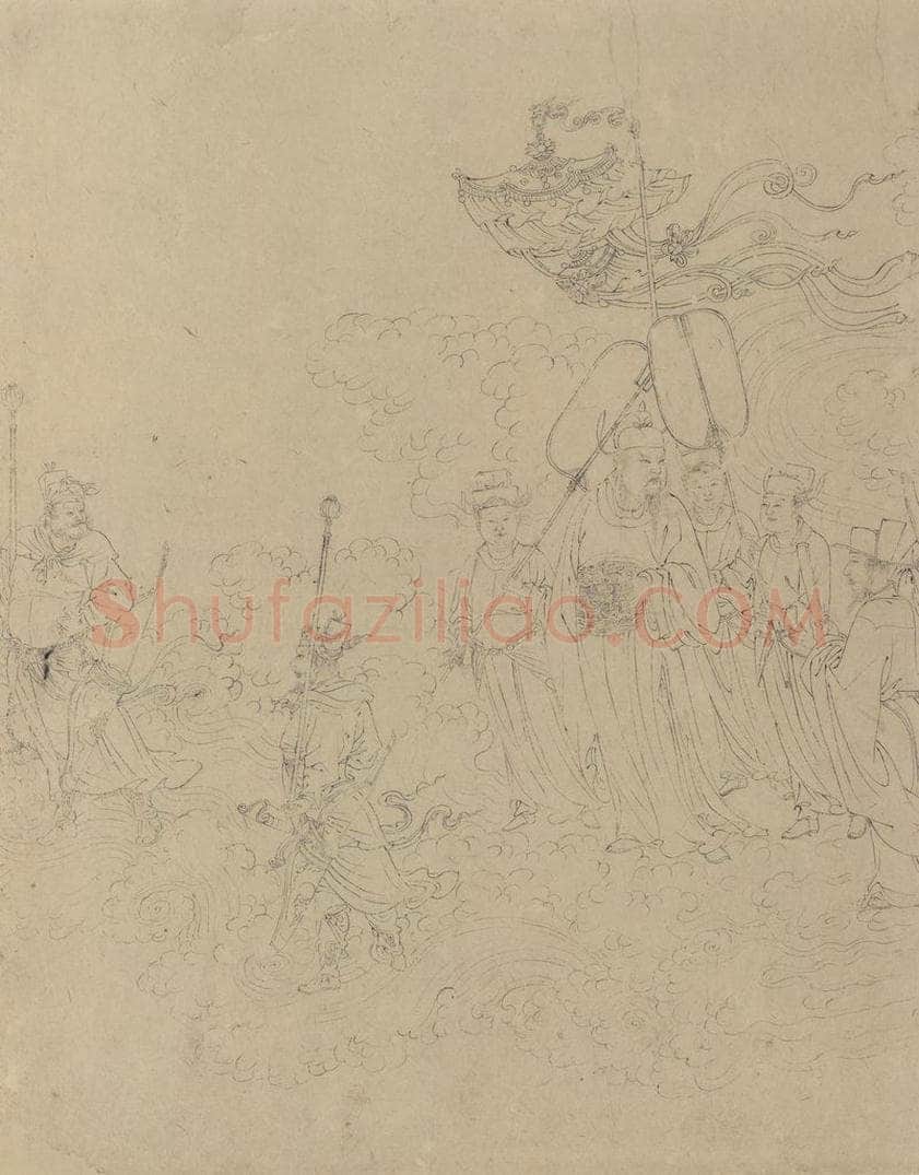 宋 佚名 《道子墨宝：诸神朝谒图》 书画作品