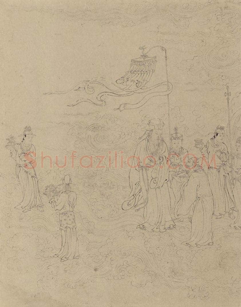 宋 佚名 《道子墨宝：诸神朝谒图》 书画作品