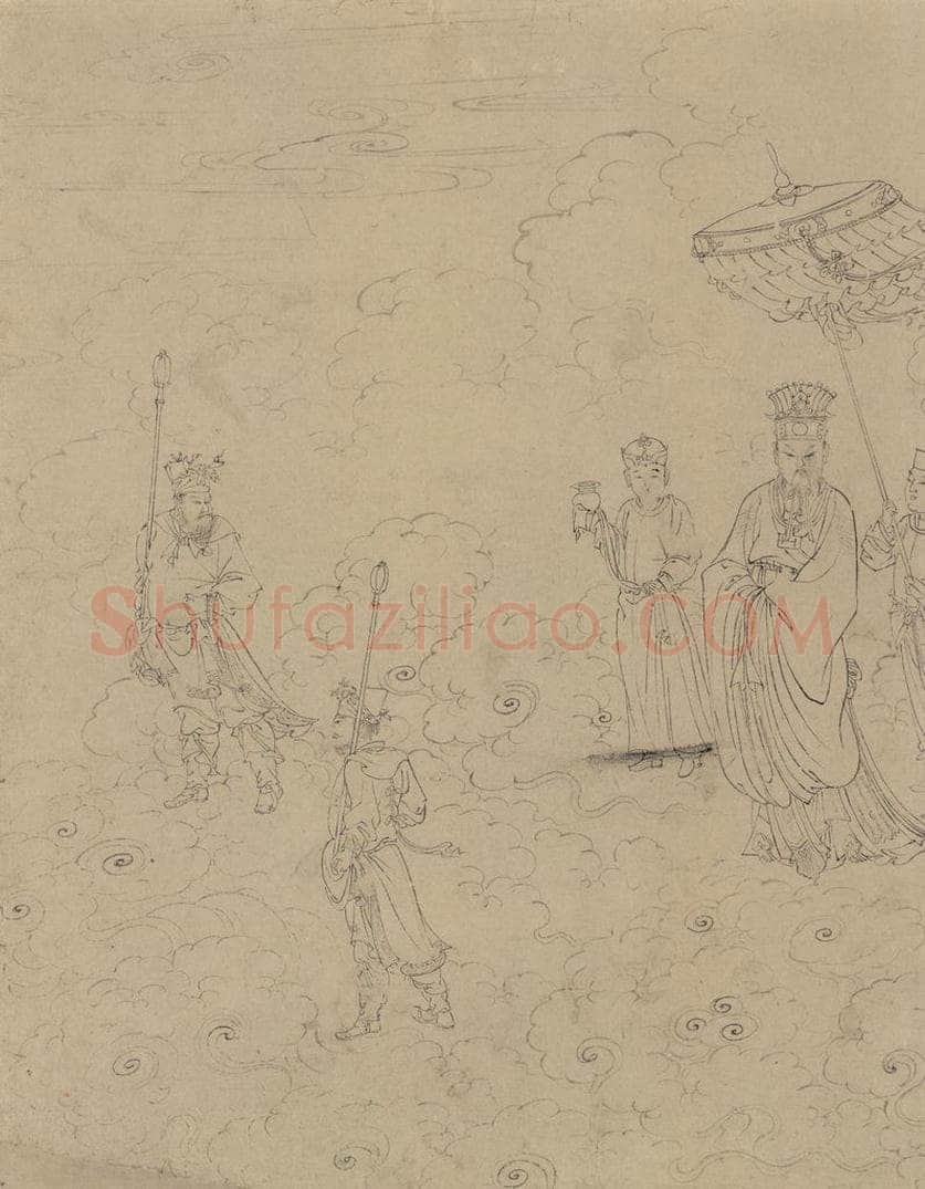 宋 佚名 《道子墨宝：诸神朝谒图》 书画作品