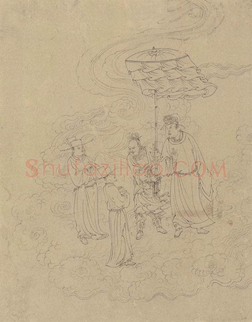 宋 佚名 《道子墨宝：诸神朝谒图》 书画作品