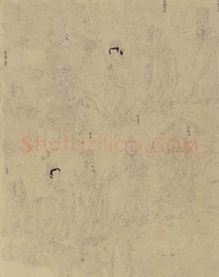 宋 佚名 《道子墨宝：诸神朝谒图》 书画作品