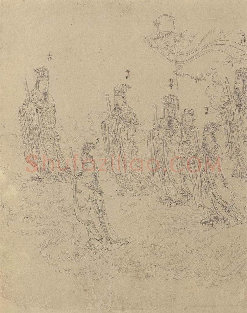 宋 佚名 《道子墨宝：诸神朝谒图》 书画作品
