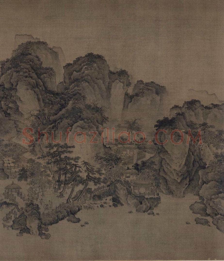 金 佚名 《溪山无尽图》 书画作品