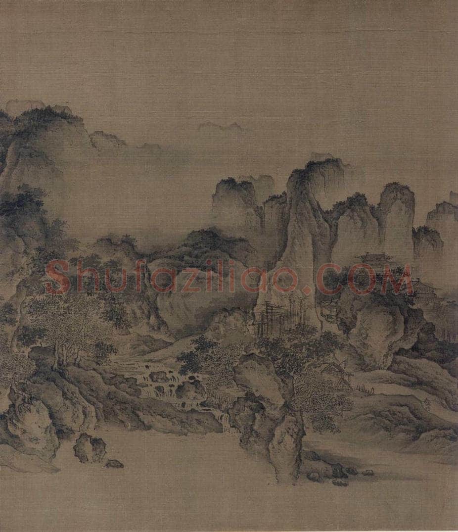 金 佚名 《溪山无尽图》 书画作品