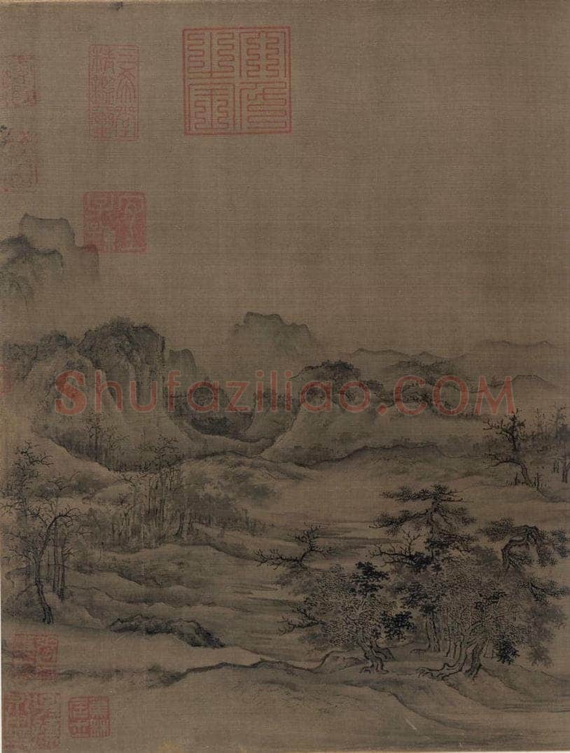 金 佚名 《溪山无尽图》 书画作品
