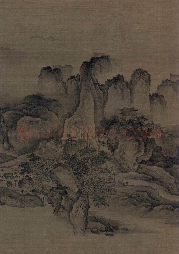 金 佚名 《溪山无尽图》 书画作品