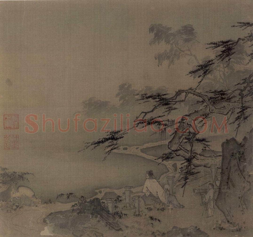 宋 马远 《松荫观鹿图》 书画作品