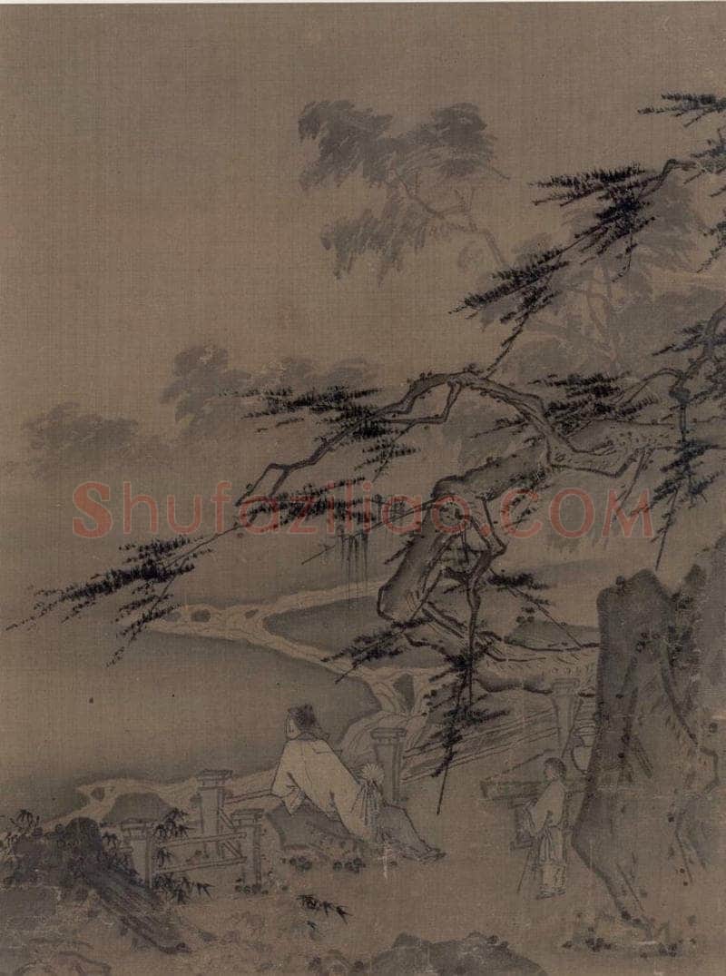 宋 马远 《松荫观鹿图》 书画作品