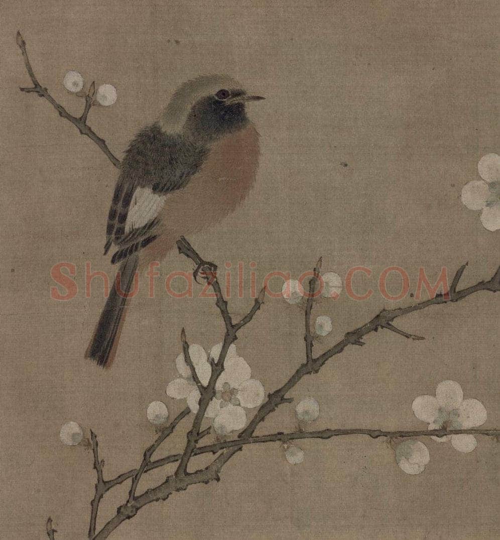 宋 佚名 《白梅翠禽图》 书画作品