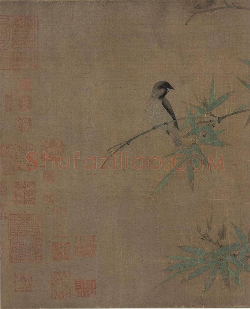 宋 赵佶 《竹禽图》 书画作品