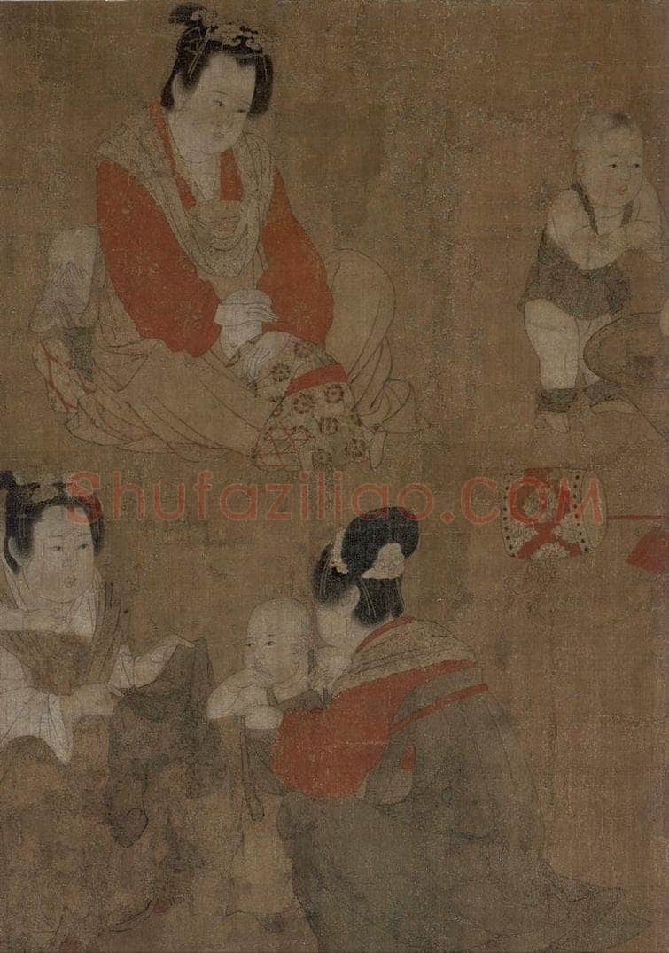 宋 佚名 《仿周昉戏婴图》 书画作品