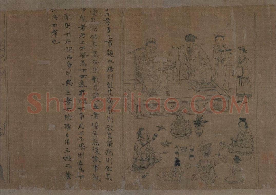 宋 李公麟 《孝经图》 书画作品