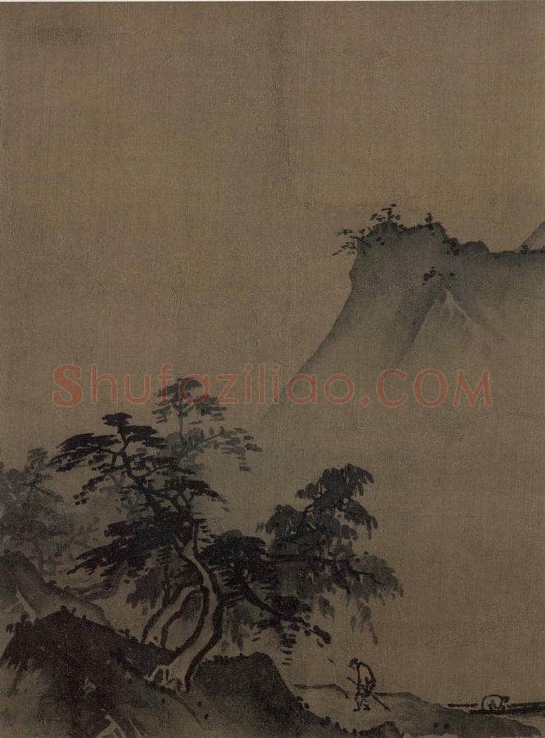 宋代 夏珪 《泽畔疾风图》 书画作品