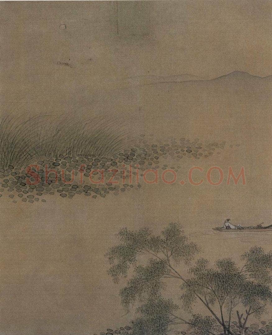 宋代 佚名 《泛舟柳塘图》 书画作品