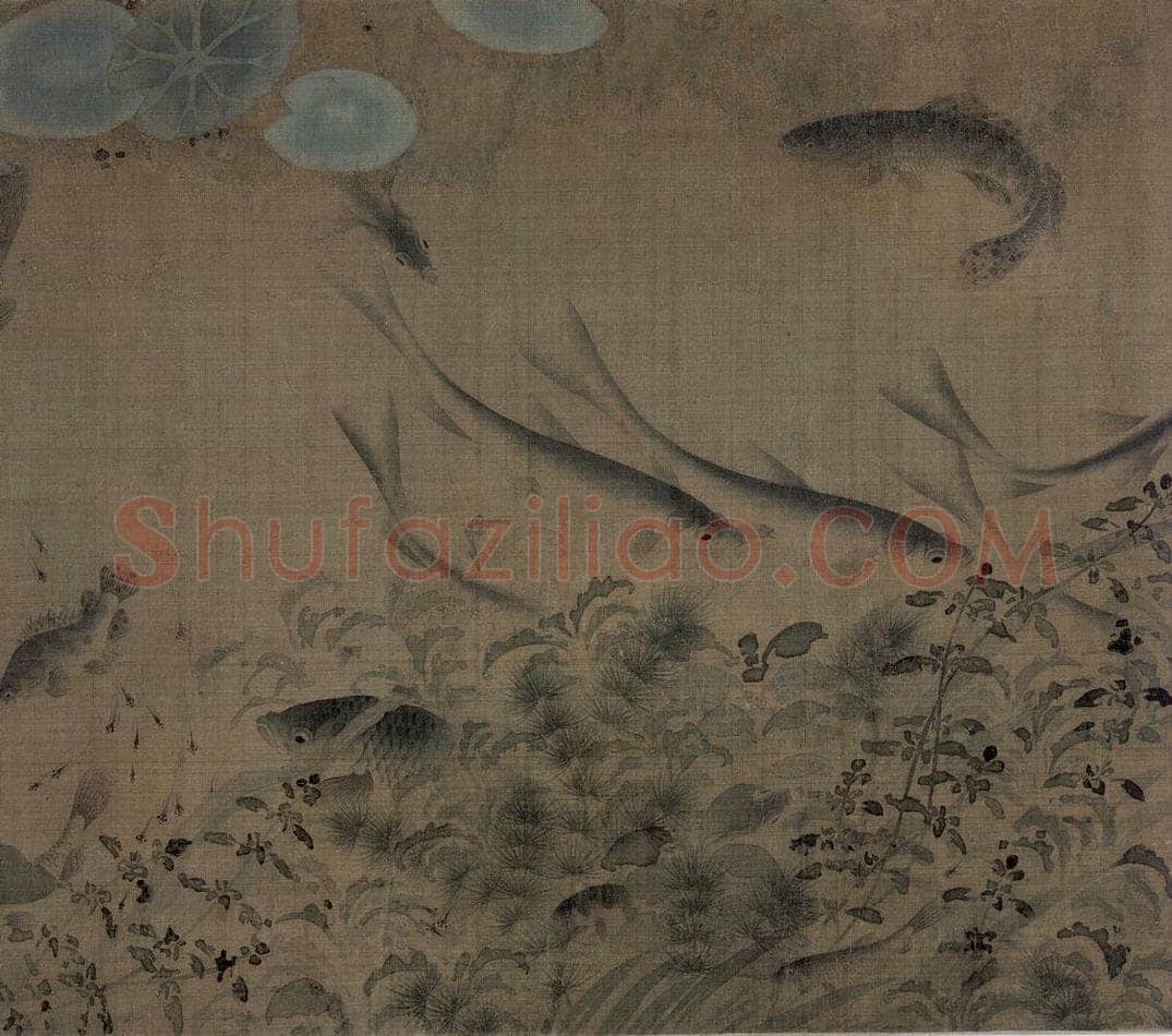 宋 刘寀 《落花游鱼图》 书画作品