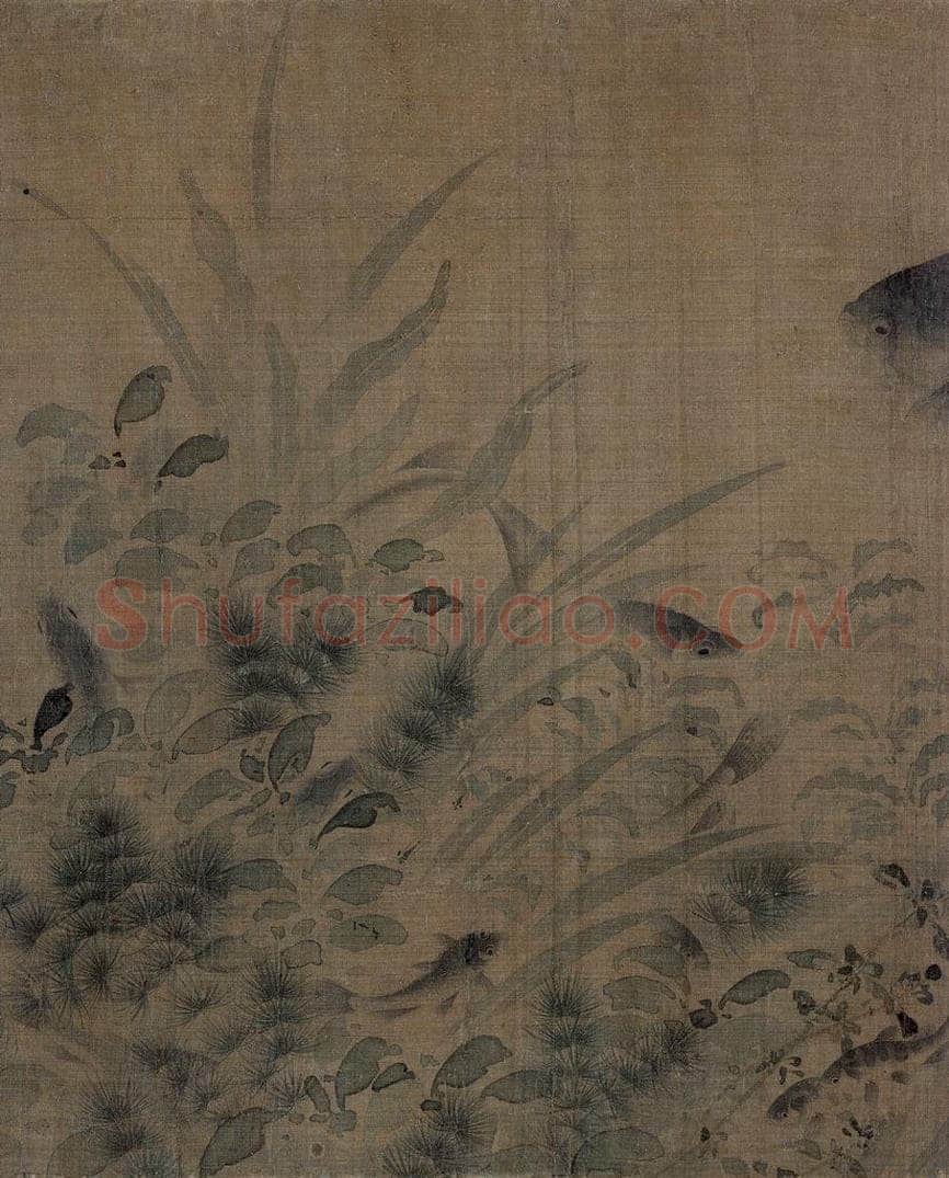 宋 刘寀 《落花游鱼图》 书画作品