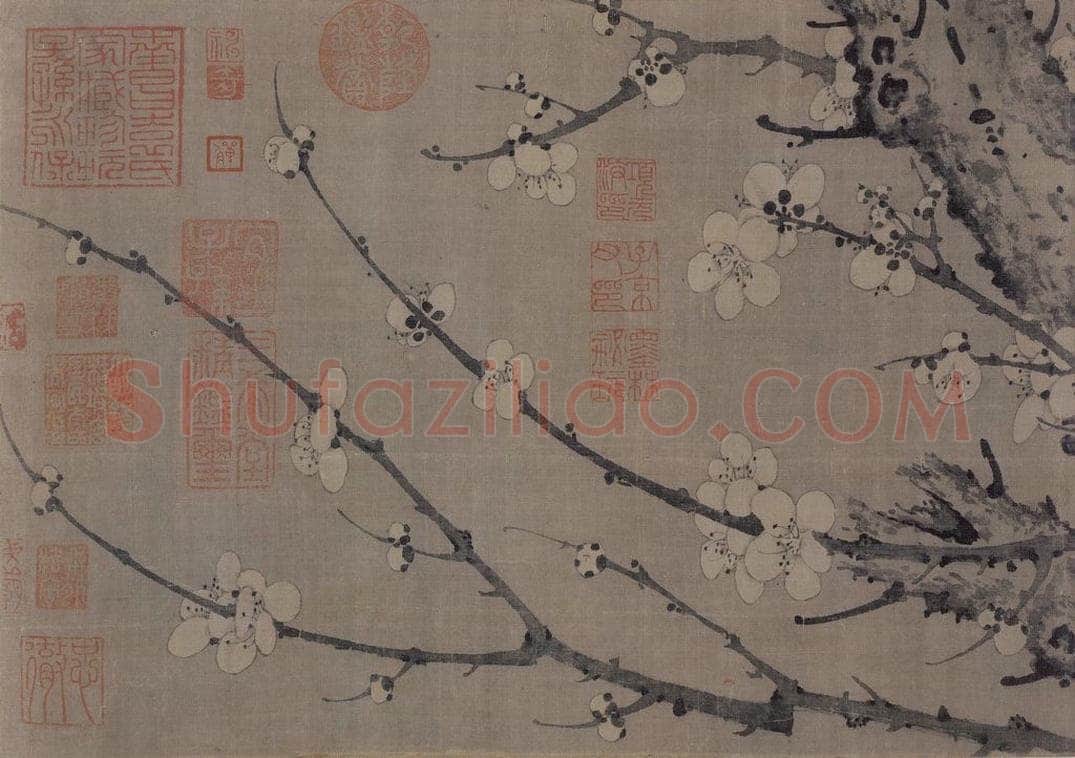 宋 巖叟 《梅花诗意图》 书画作品