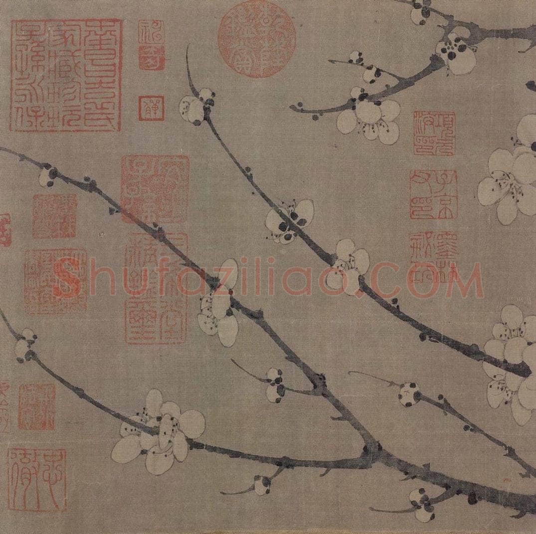 宋 巖叟 《梅花诗意图》 书画作品