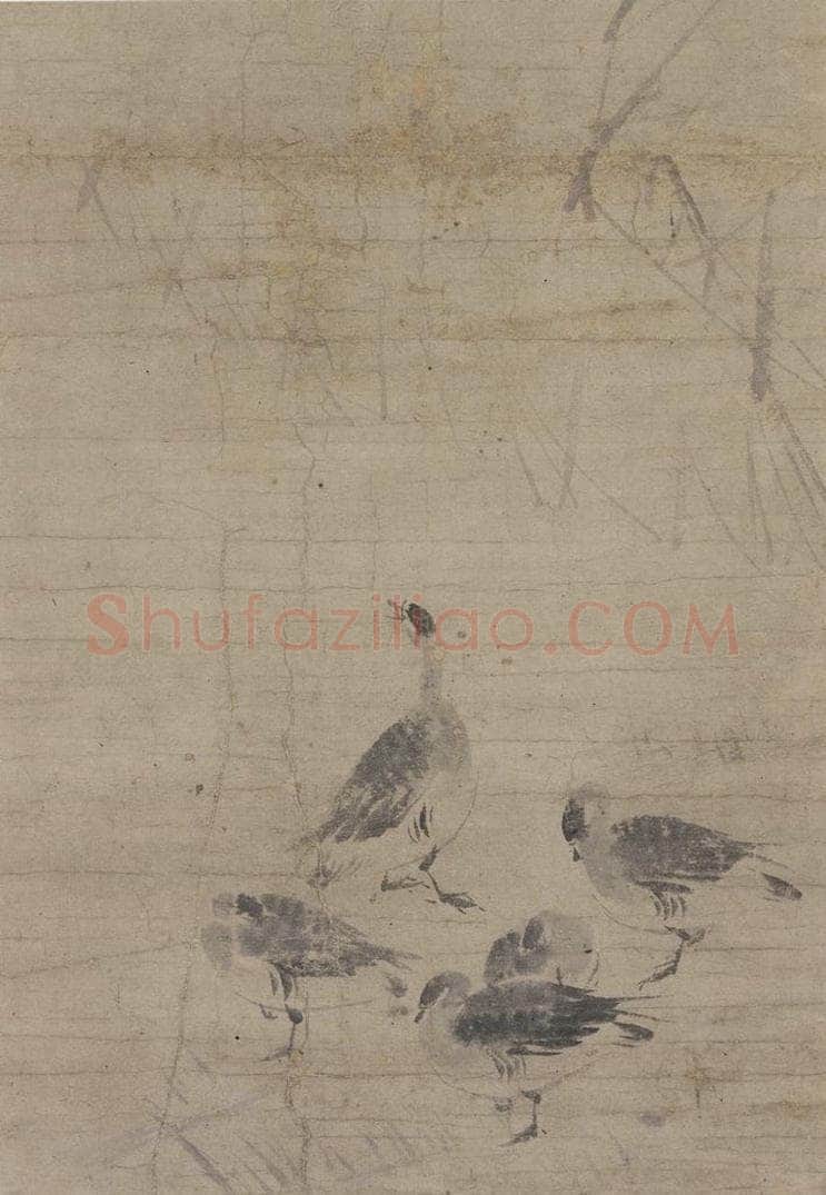 宋 牧溪 《芦雁图》 书画作品