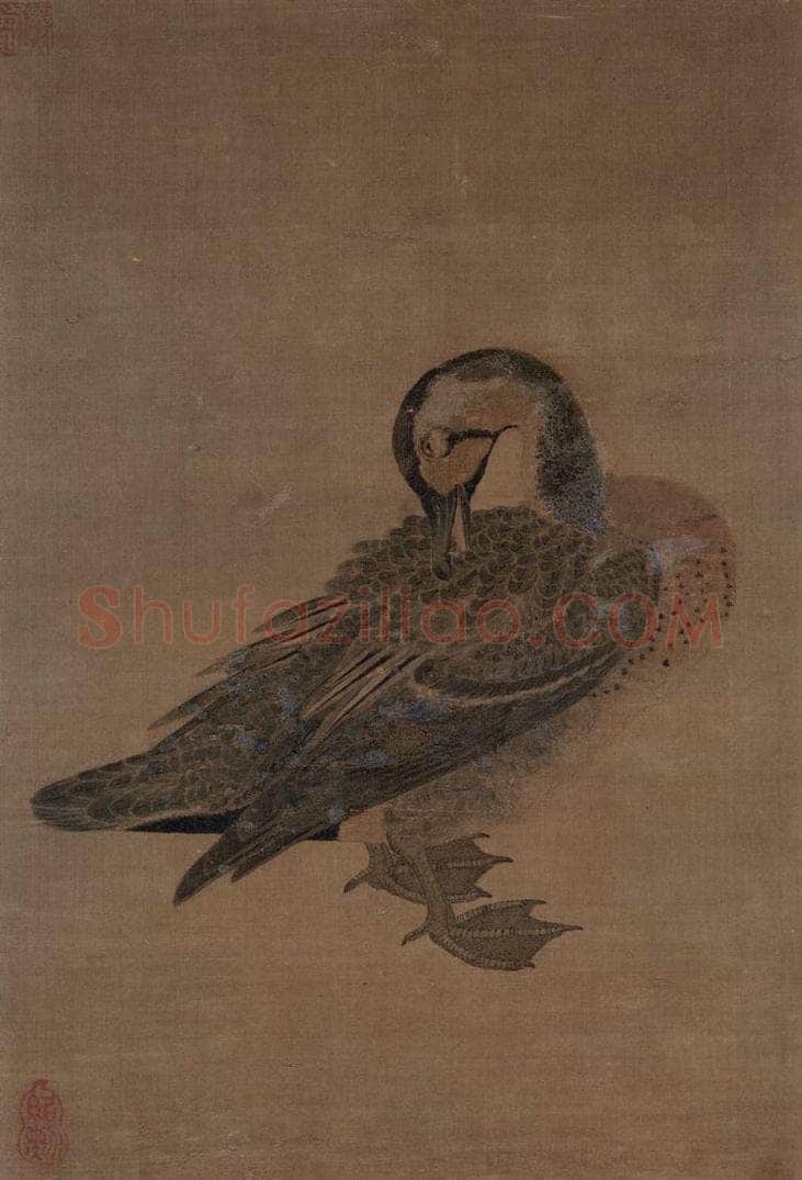 宋 赵佶（传） 《鸭图》 书画作品