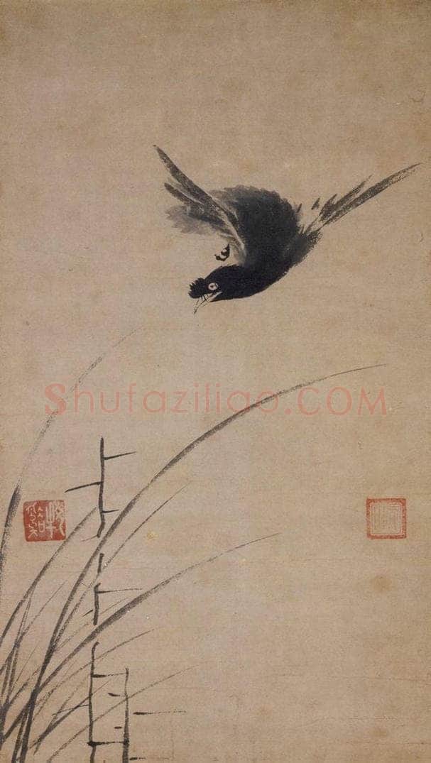 宋 牧溪（传） 《叭叭鸟图》 书画作品