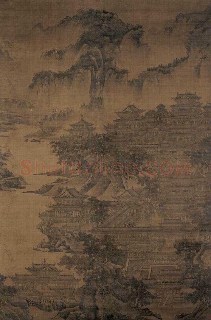 宋 郭忠恕(传) 《明皇避暑宫图》 书画作品