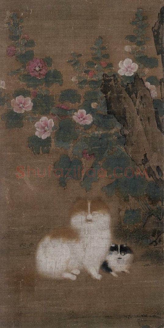 宋 毛益（传） 《蜀葵游猫图》 书画作品