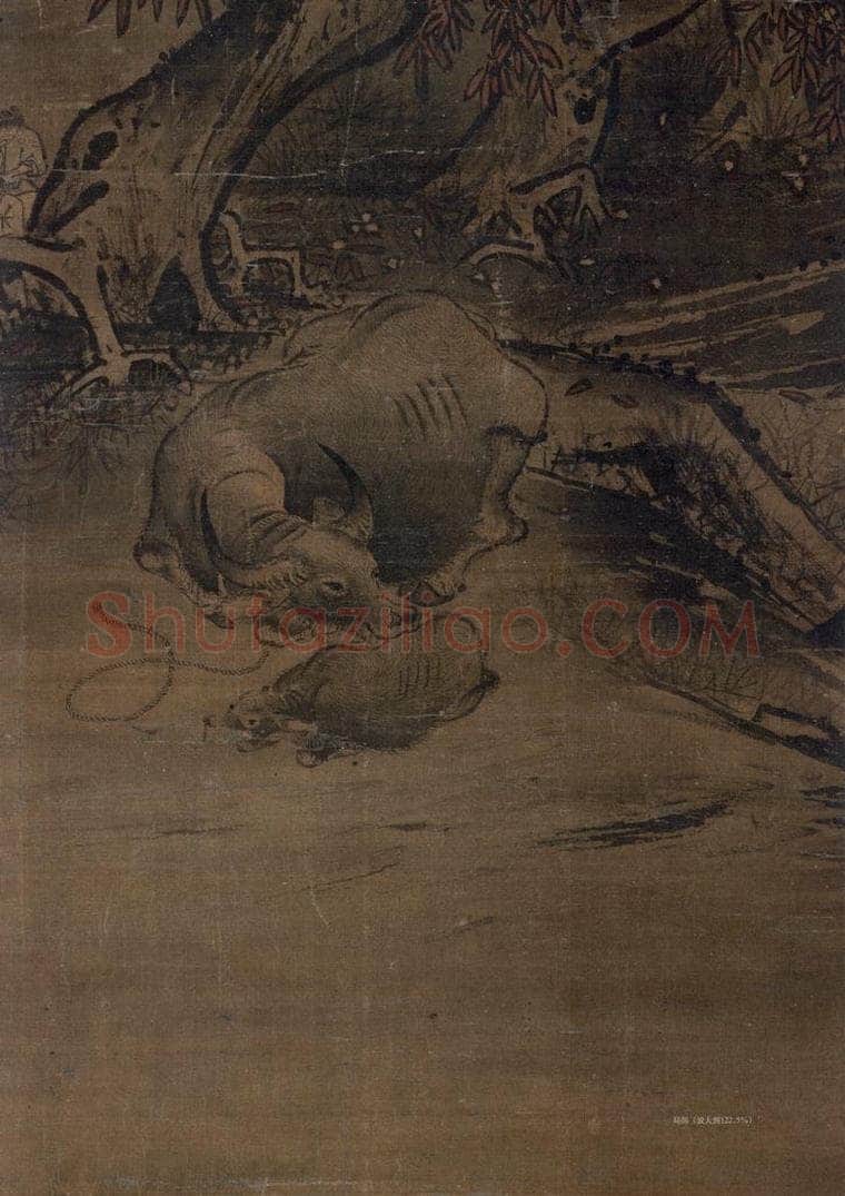 宋 阎次平(传) 《秋野牧牛图》 书画作品