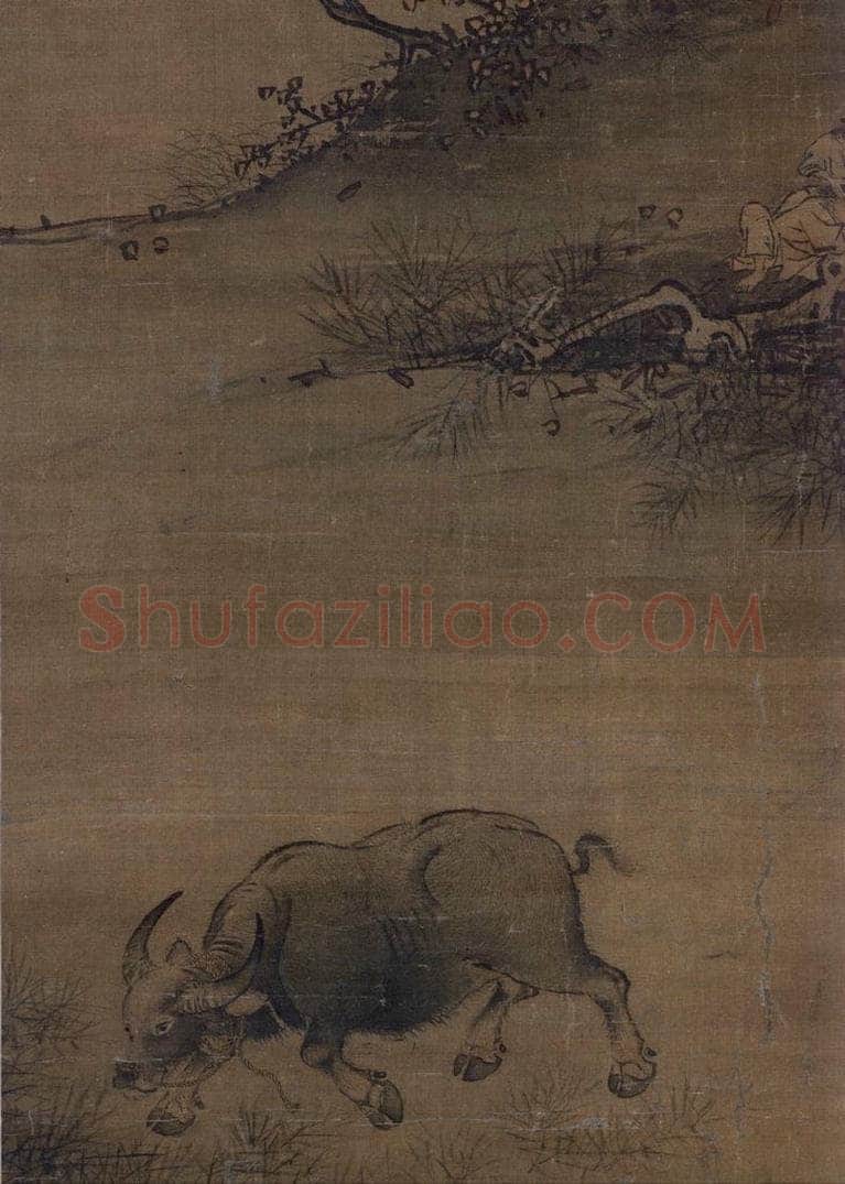 宋 阎次平(传) 《秋野牧牛图》 书画作品