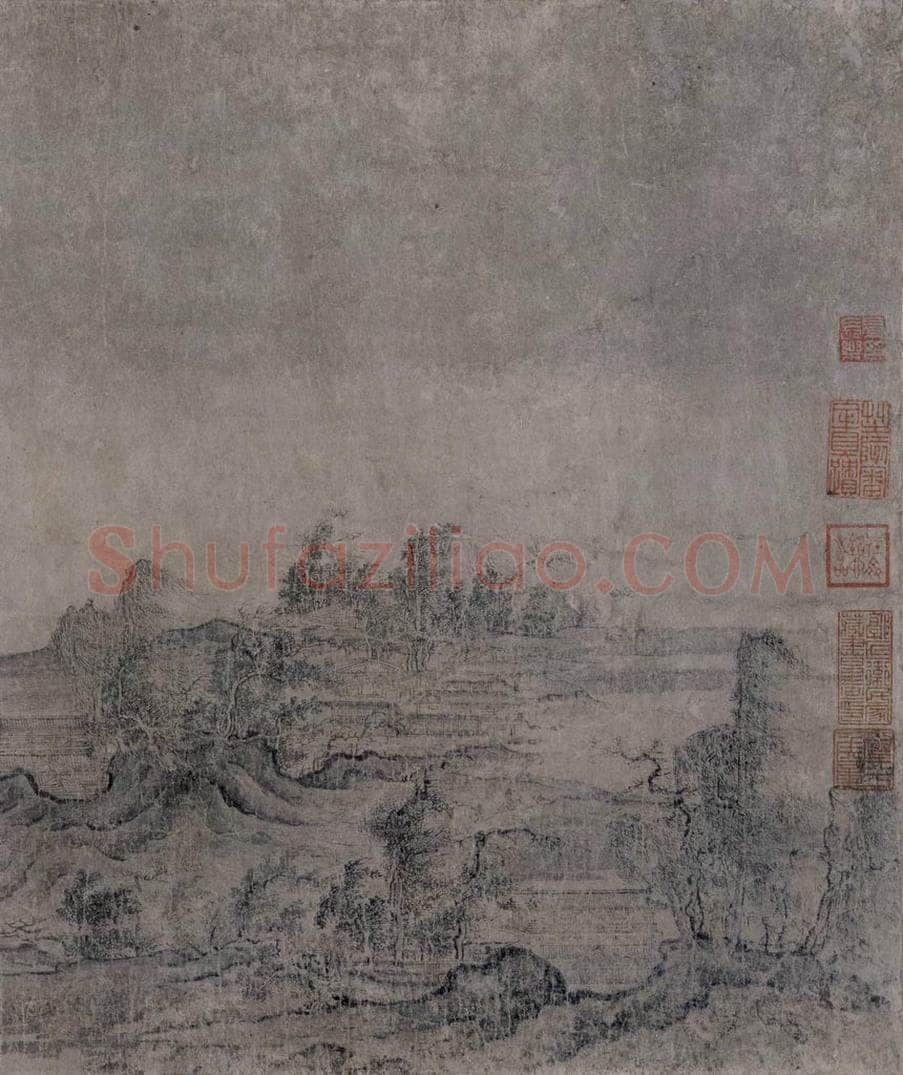 宋 燕文贵 《江山楼观图》 书画作品