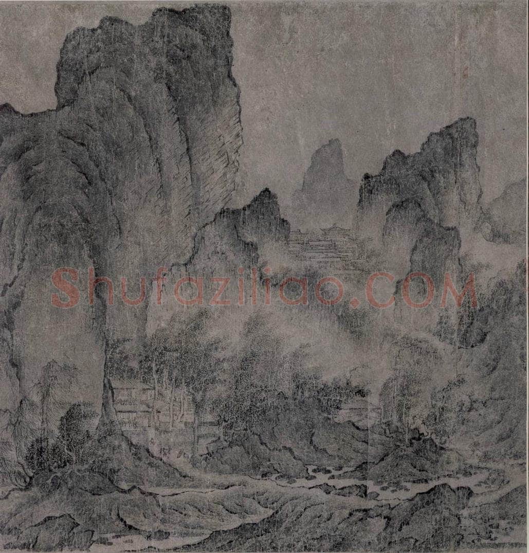 宋 燕文贵 《江山楼观图》 书画作品