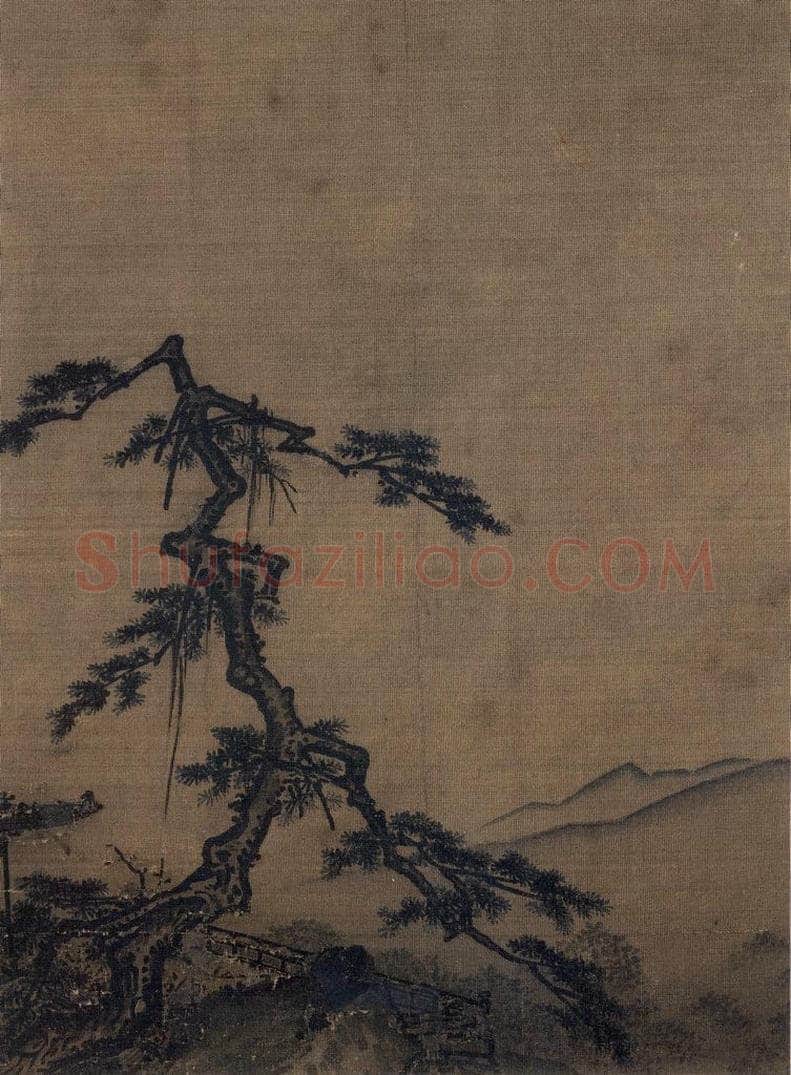 宋 马远 《古松楼阁图》 书画作品