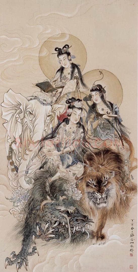 1947年 蔡鹤洲 《三大士》 书画作品