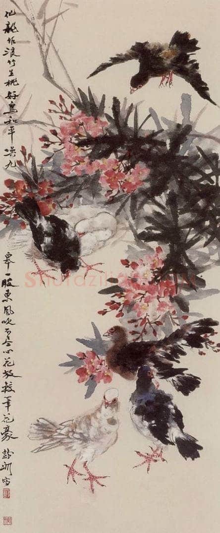 1959年 蔡鹤洲 《好鸟和平》 书画作品