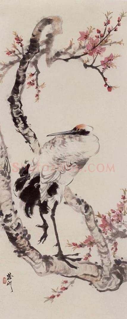 1961年 蔡鹤洲 《仙鹤碧桃》 书画作品