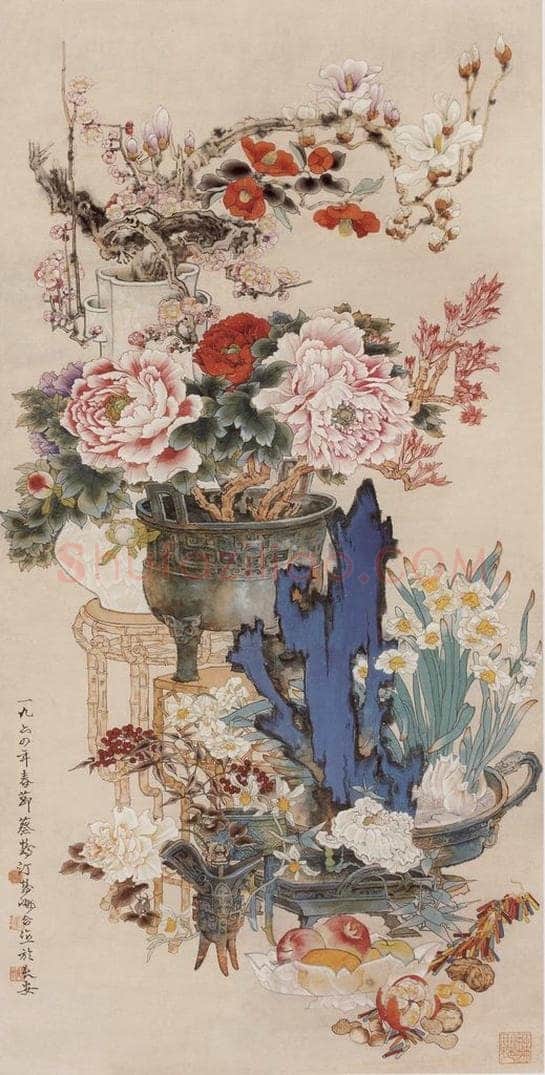 1964年 蔡鹤洲 《岁朝清供》 书画作品