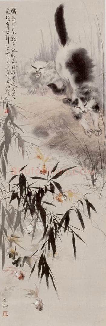1948年 蔡鹤洲 《溪边小戏》 书画作品