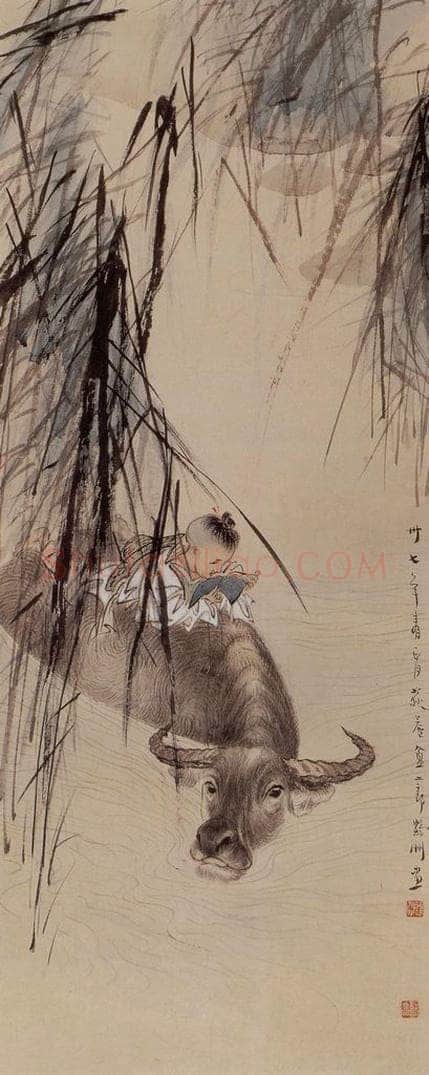 1948年 蔡鹤洲 《牛背读书郎》 书画作品