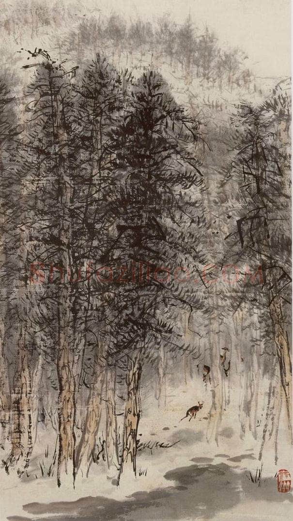 50年代 蔡鹤洲 《林趣》 书画作品